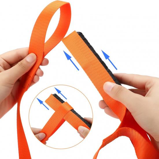 Oudain 3 Pcs Deer Drag Rope With Grip Handle, Harness Deer Tow Strap Orange Durable Safety Puller Hunting Accessories For Men