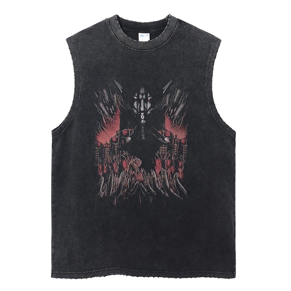 Attack on Titan Men's Gym Vest Summer Y2k Washed Vintage Print Tank Tops Women's Sleeveless Shirts Streetwear Anime Gifts