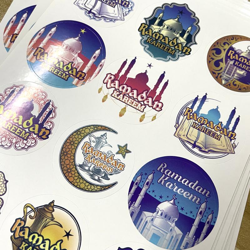 60-120pcs Eid Ramadan Kareem Decor Ramadan Mubarak Stickers Muslim Islamic Kareem Happy Aid Gifts Ramadan and Eid Decor for Home