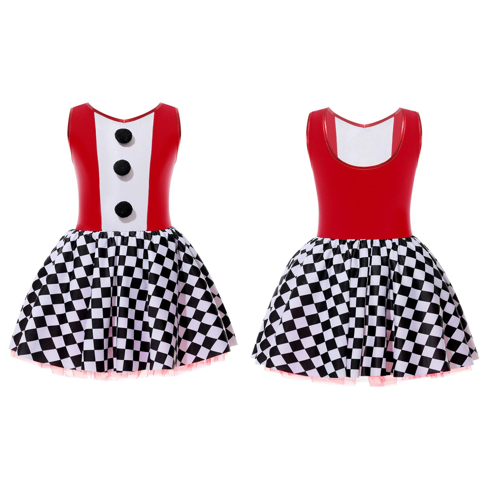 

Дитяча балетна сукня-пачка без рукавів у шашку для дівчаток на Хеллоуїн, косплей, костюм клоуна, дитячий одяг для виступу 5-6 Years чорний