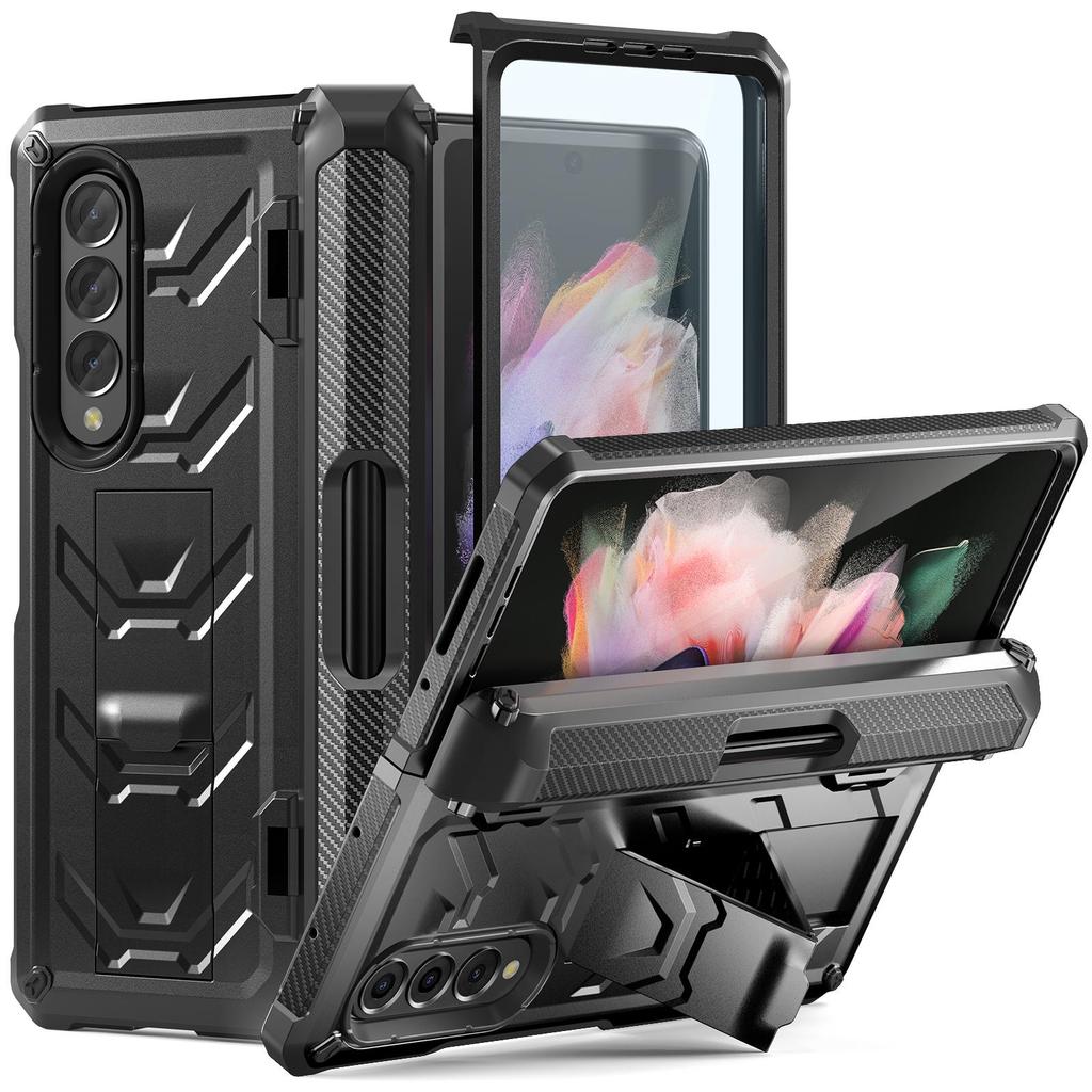 Armorer Rugged Phone Case for Samsung Galaxy Z Fold 4 3 Fold3 Case Hinge Shockproof Pen Holder Stand Cover