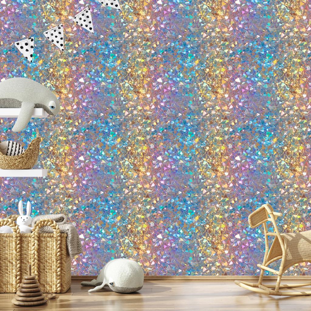 Iridescent glitter wallpaper in blue and beige for the living room and bedroom 50x1000