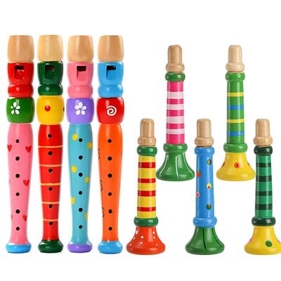 Wooden Flute Trumpet Set Children Horn Multi-color Puzzle Musical Instrument Toys Early Educational Montessori Toy for Kids TMZ