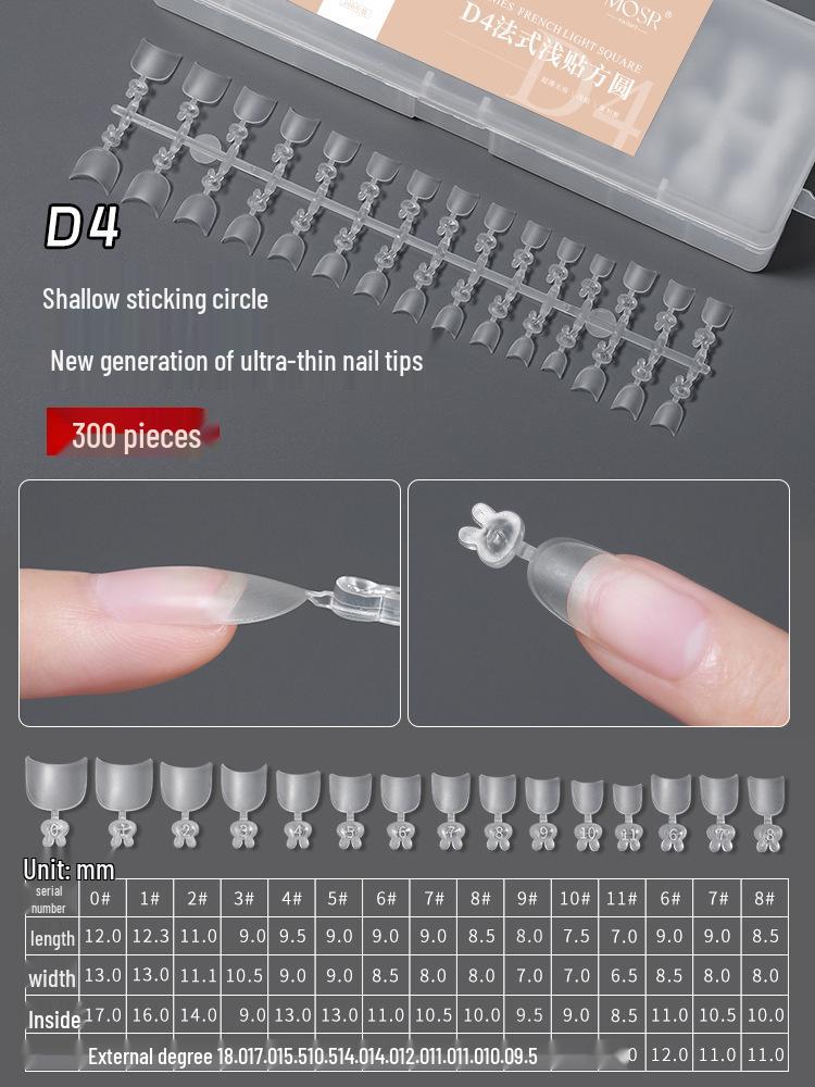 

300 шт. Ультратонкие полумесячные овальные DIY типсы для ногтей – Не требующие опиливания, Не гнущиеся, Бесследные, Мелкие типсы для наращивания для нейл-арта