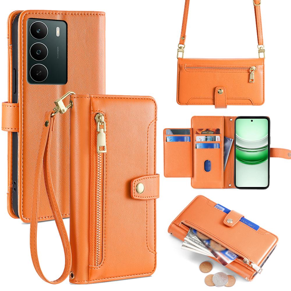 Για Realme C71 4G Δερμάτινη Θήκη Τσέπη με Φερμουάρ Πορτοφόλι Κάλυμμα Τηλεφώνου με 2 Λουράκια