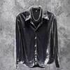 Men's Streetwear Long-Sleeve Pique Shirt - 2024 Spring/Autumn Collection, Loose Fit, Shiny Handsome Style