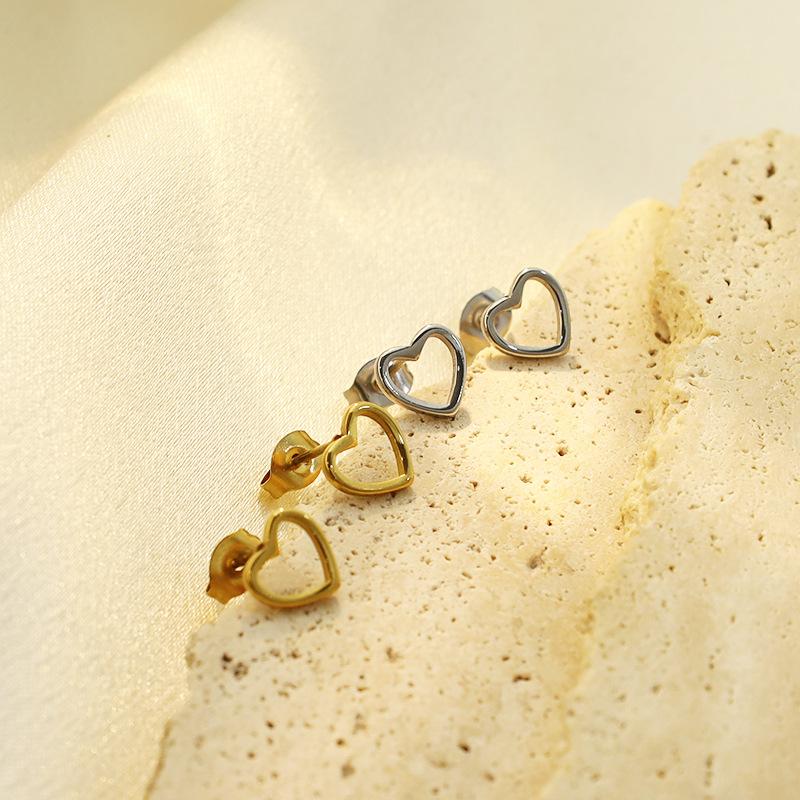 Fashion Small Stud Earrings Personalized Versatile Stainless Steel Earrings Love 316 Material Hollow Pattern Stud Earrings Women