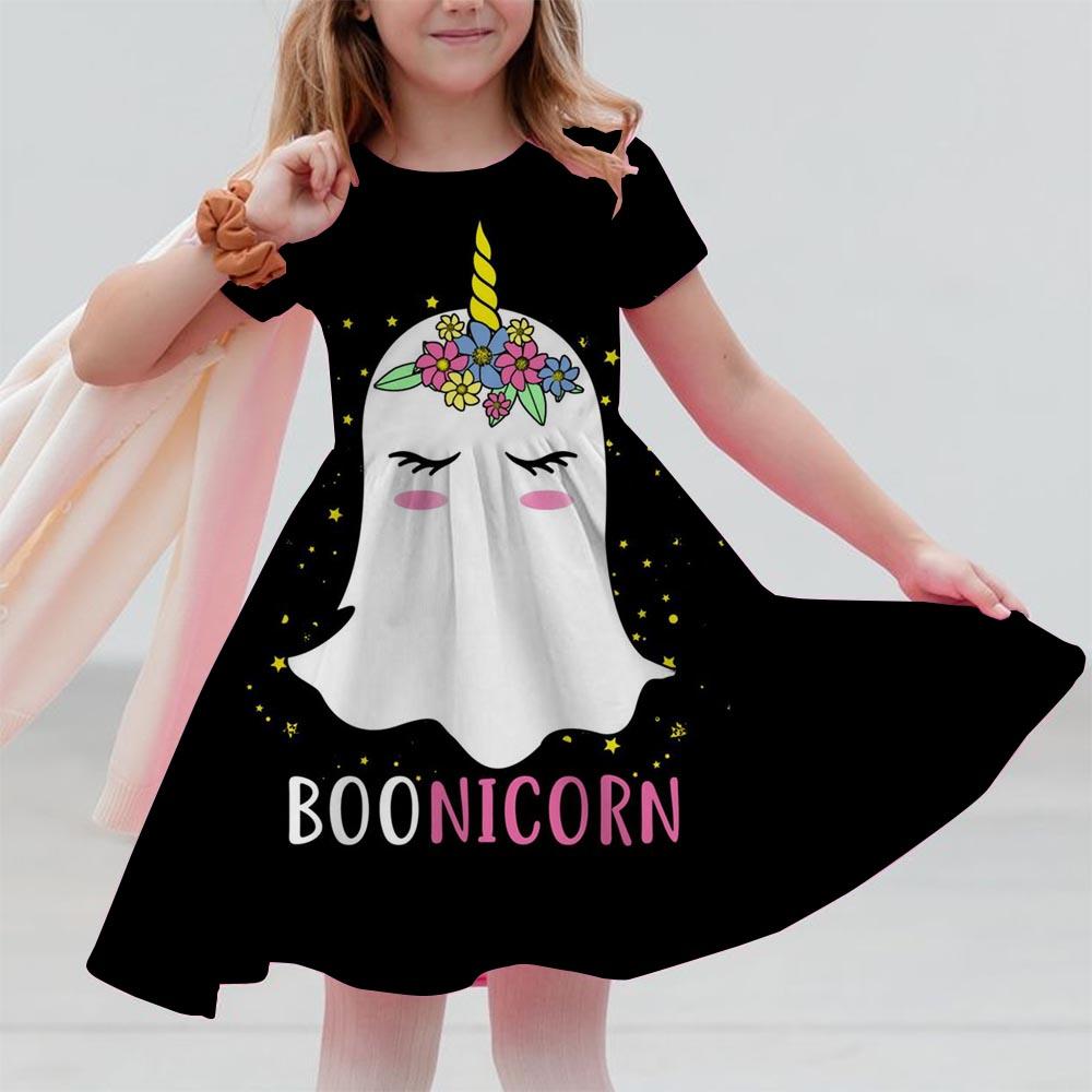 Girl Unicorn Cartoon Clothing Children's Clothing 3-14 Children's Birthday Party Clothing Children's Casual Clothing