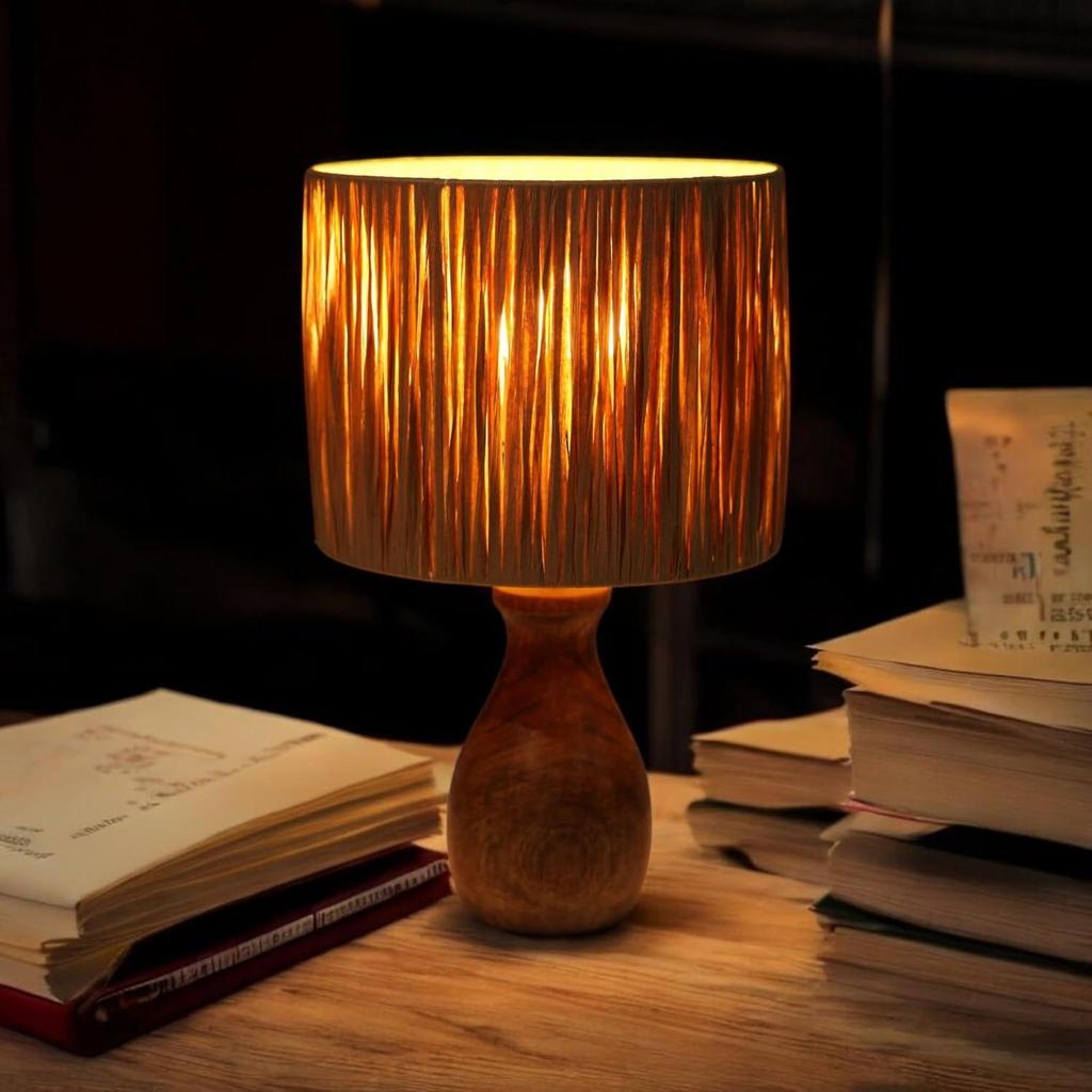 Boho Rafiová Stolní Lampa I Stolní Lampa do Centra pro Restauraci I Kancelářská Stolní Lampa I Noční Lampa do Ložnice I Dekorační Předměty do Domova