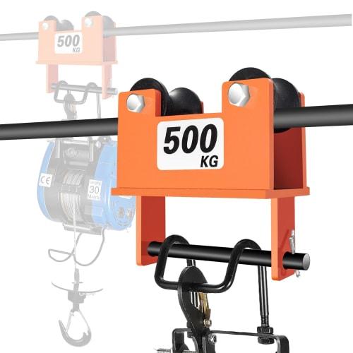 CXCESNS Pipe Trolley, Single Pipe Trolley, Electric Winch Compatible Plain Trolley, 500kg Capacity, Hanging Trolley, Small Trolley, Manual Plain Troll