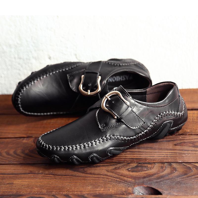 Men's shoes octopus casual shoes spring low-top surface Velcro flat-bottomed driving beans small leather shoes single shoes
