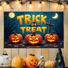 1pc Happy Halloween Party Backdrop Gothic Castle Trick or Treat Pumpkin Waterproof Banner for Halloween Themed Party Decoration