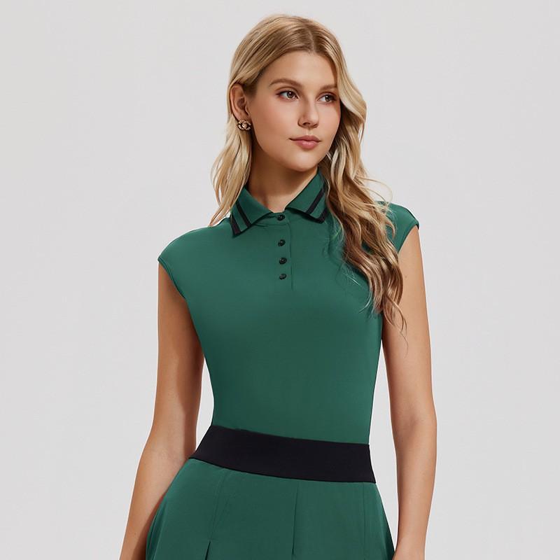 

New Golf Sleeveless POLO Shirt Women s Hygroscopic Sweat-wicking Quick-drying Sports Tennis Vest Peak Ball Suit M