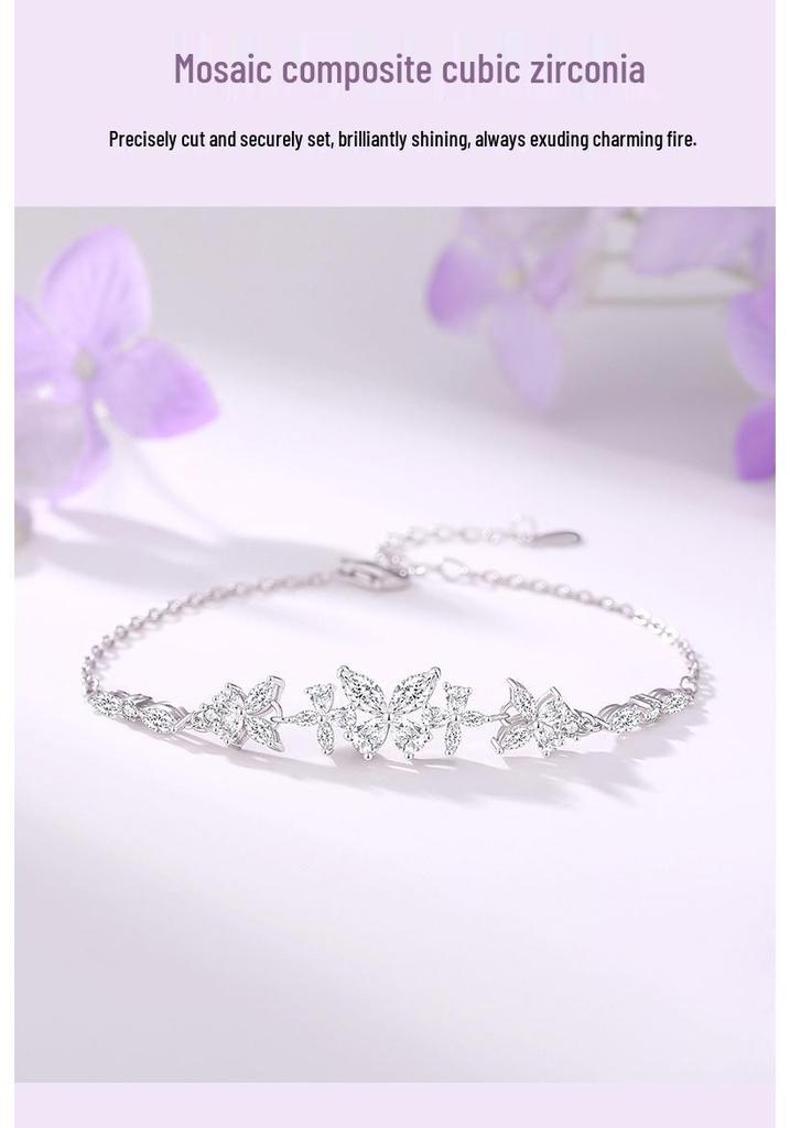 Tichya Wisteria Butterfly Bracelet: S925 Sterling Silver, Forest Style, Light Luxury, with Cubic Zirconia - Exquisite for Women.