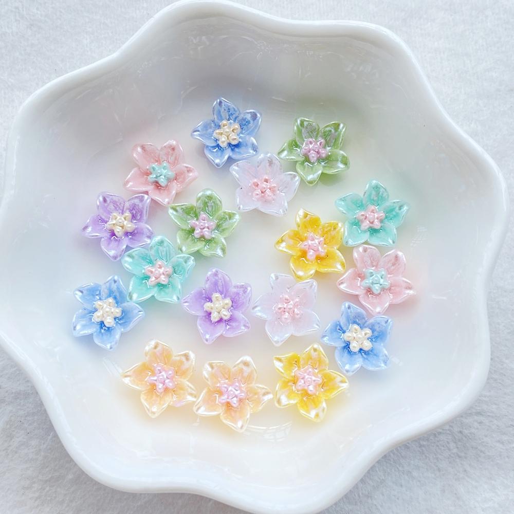 50 Stück 11mm Harz 3D Bunt Lilie Flache Rückseite Blume Scrapbook Hochzeit Applikation Heimdeko Bastelbedarf