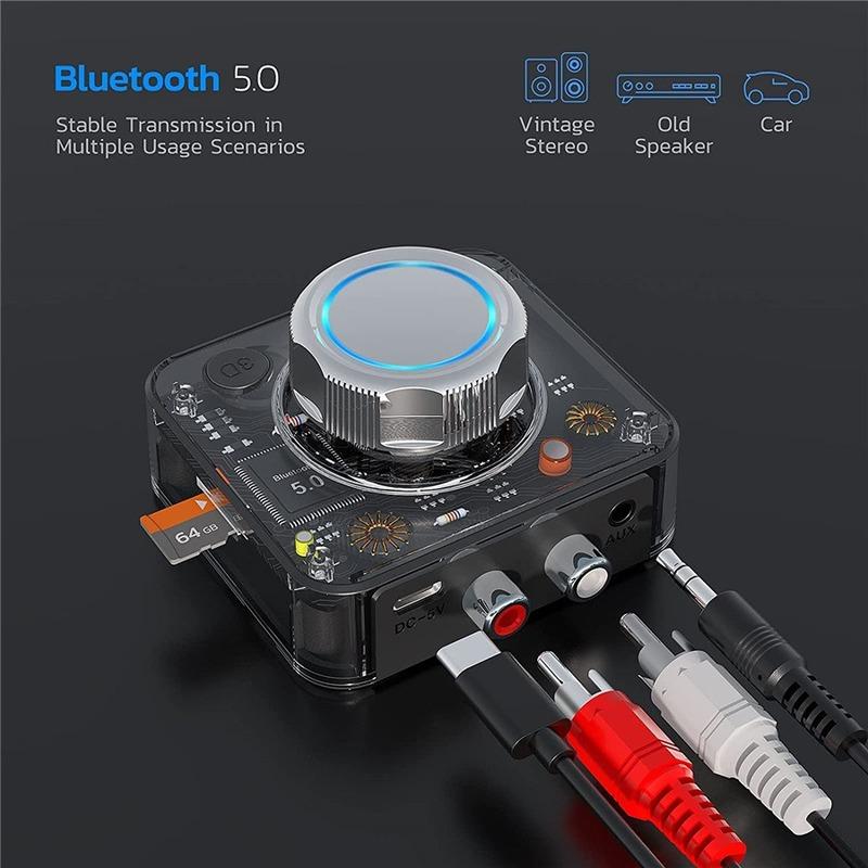 Bluetooth 5.0 Audio Receiver  3D Stereo Music Wireless Adapter TF Card RCA 3.5mm 3.5 AUX Jack For Car Kit Wired Speaker Headphone
