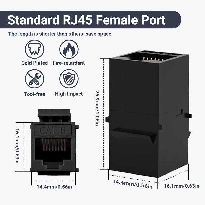 1/3/5PCS Cat6 RJ45 Keystone Coupler Network Ethernet Dual Straight Head Lan Cable Connectors Internet CAT 6 6a Extender Plug