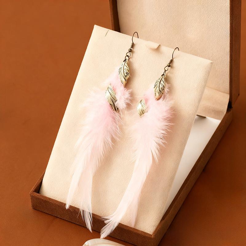 Bohemian Tassel Feather Earrings: Retro Ethnic Style for a Chic European & American Look