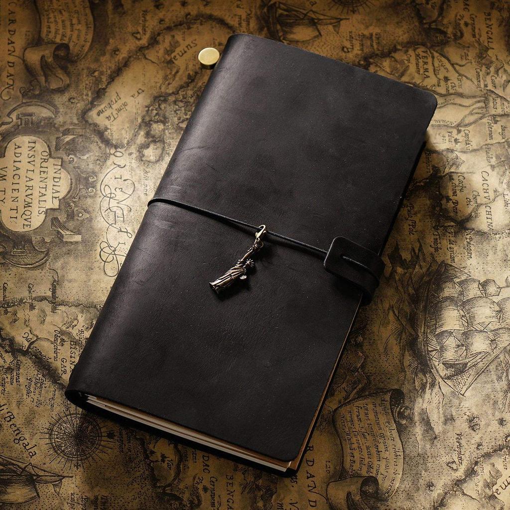 Vintage Full Grain Leather Planner Diary Notebook with Loose Leaf Pages A5 Size Sewing Bound Gift