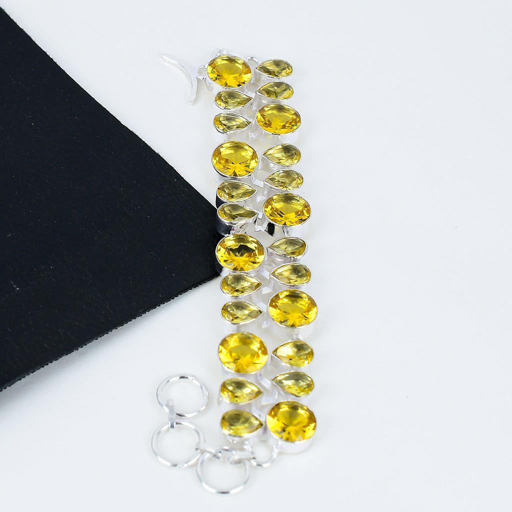 Citrine Bracelet Citrine Gemstone Handmade 925 Sterling Silver Bracelet Yellow Citrine Jewelry Bracelet For Gift Citrine Jewelry For Mother