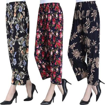 Dames Zomer IJszijde Hoge Taille Wijde Broek: Muggenwerend, Negenpuntslengte, Grote Maten, Casual Pasvorm