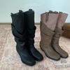 Autumn and winter new European and American style thick heel versatile feet high boots pile boots look thin