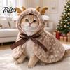 Cozy Pet Cape Christmas Deer Cat Cape, Fuzzy Spotted Puppy Cloak with Antlers, Plush Antler for Dogs Cute Cosplay Cats Small Winter Holiday