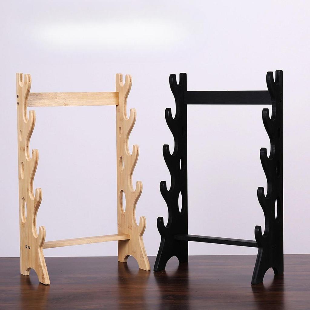 Sword Display Stand 5 Layer Flute Stand Stable Desktop Wood Sword Wall Hanger Sword Rack for Wakizashi Lightsaber Swords Flutes