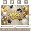 2D Class of 2026 Graduation Photography Background Cloth Gold Balloon Party Backdrop