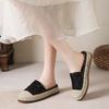 Sequin Woven Half Slippers Women's Summer Wear 2025 Comfortable Straw Fisherman Shoes Platform Lazy One Pedal Muller Shoes