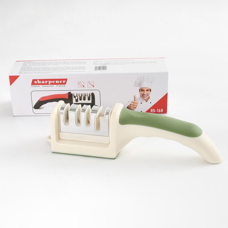 

3-сегментная точилка для ножей Точилки для кухонных ножей Нержавеющая сталь Трехцелевой точильный камень для кухонных инструментов