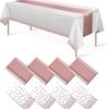 Disposable Polka Dot Tablecloth with Polyester Table Runner Waterproof Oil-Proof for Party Dining Table Decoration