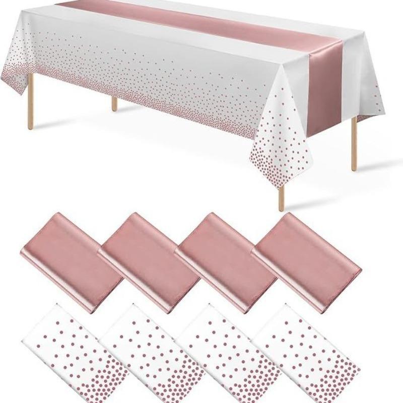 Disposable Polka Dot Tablecloth with Polyester Table Runner Waterproof Oil-Proof for Party Dining Table Decoration