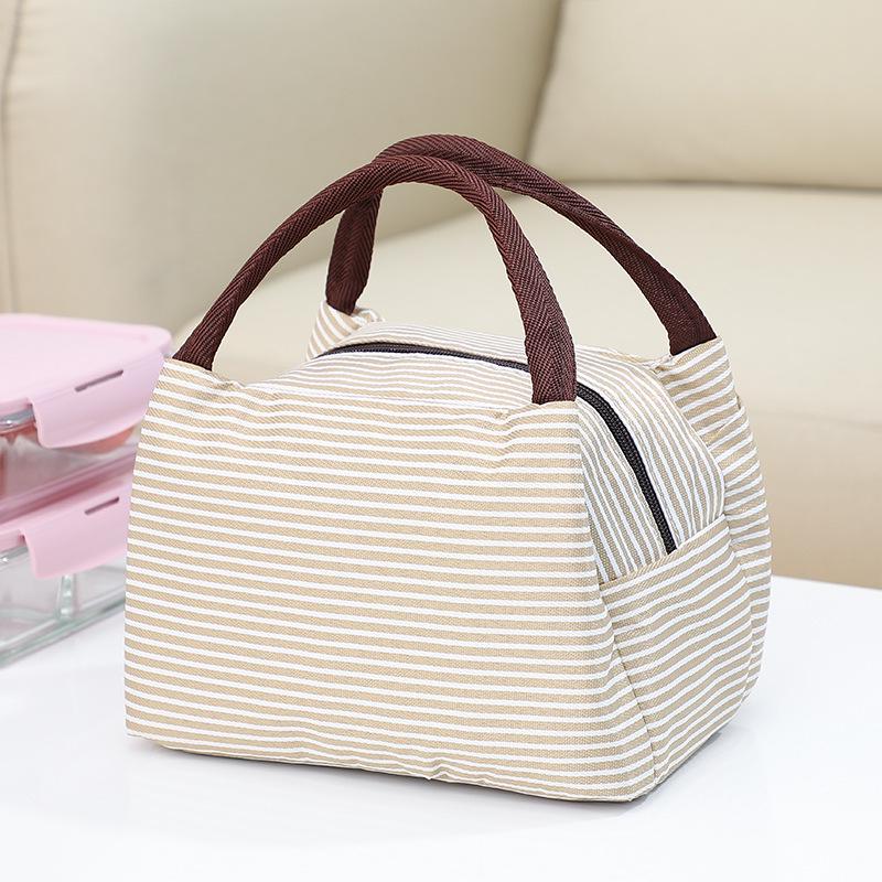 

Portable Striped Insulated Aluminum Foil Lunch Bag Cooler for Picnic and Ice Storage 23x16x15 cm