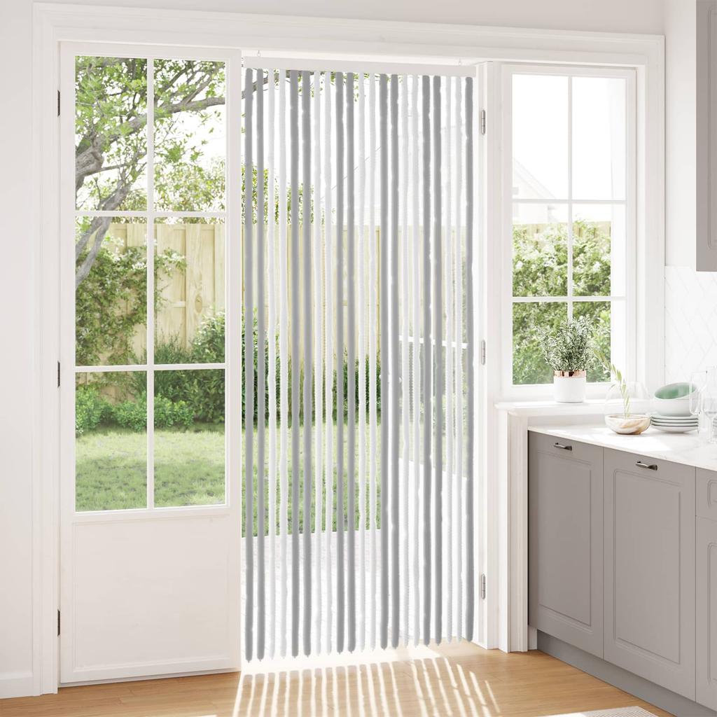 Insect Screen Door Curtain Chenille Grey and White 90 X 220 Cm