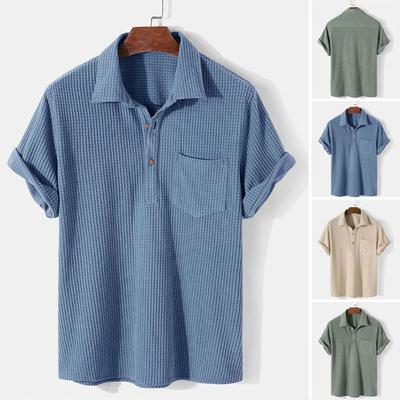 Sommermode Polo-Kragen Einfarbig Kurzarm T-Shirt Homme Lässig Mode Kord-Pullover Top Männer