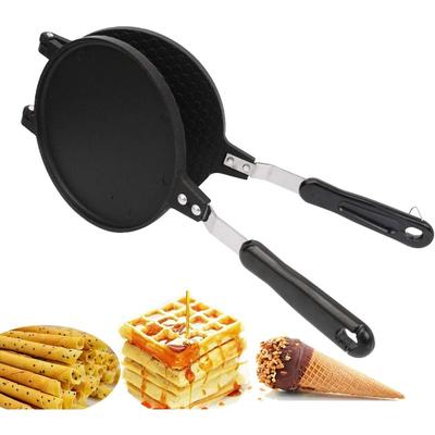 Waffelhörnchen-Maker, Waffeleisen Backblech, Doppelseitiger Pfannkuchen-Maker Multifunktional Knuspriges Omelettpfanne Eierrollen-Maker Maschine