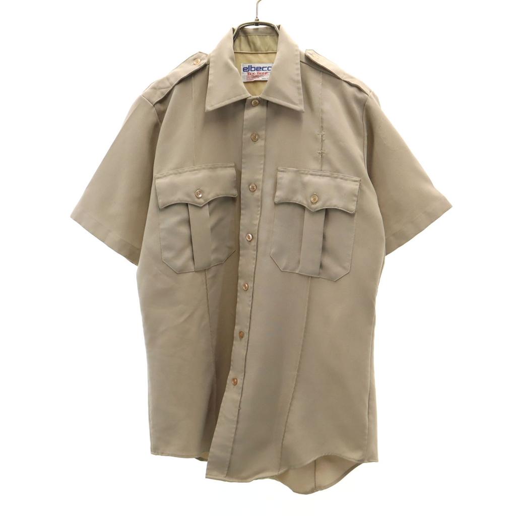 Elbeco 70s 80s Made In USA Vintage Short Sleeve Work Shirt Beige Men's Used