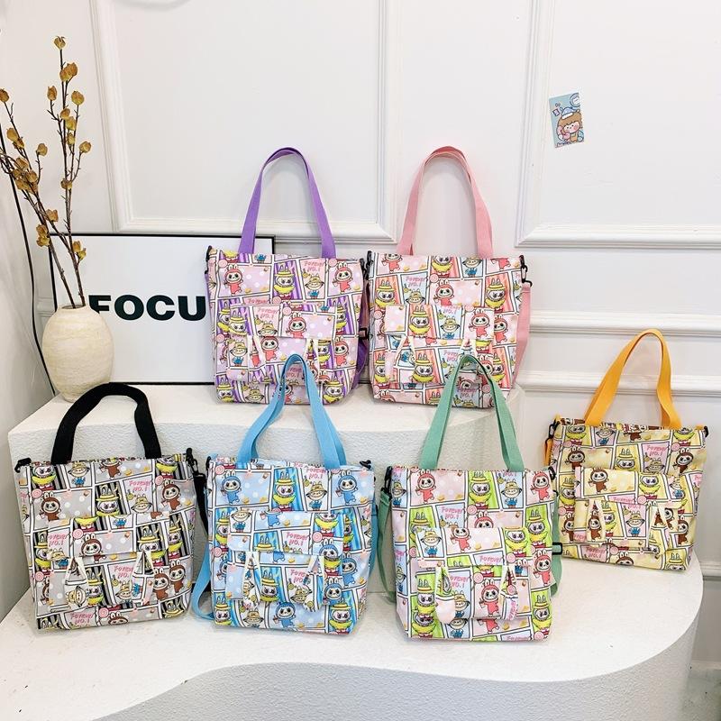 Labubu New Messenger Bag Student Tutoring Bag Shoulder Bag Female Cute Labubu Large Capacity Waterproof Tote Bag