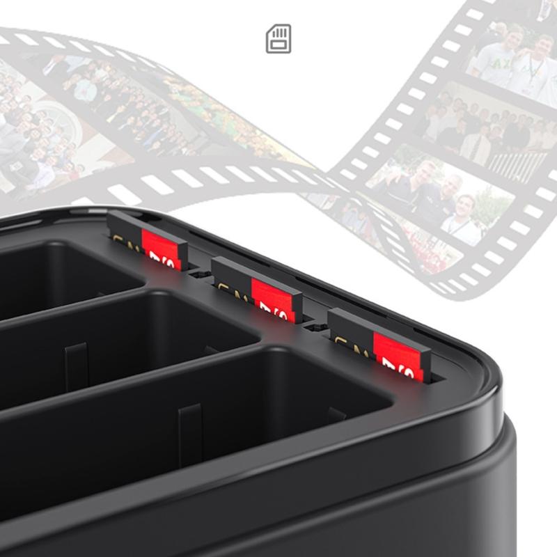 Portable 3 Slot Charger Station Holder for 13 Black Camera Batteries with USB C Charging Cable Power Cord