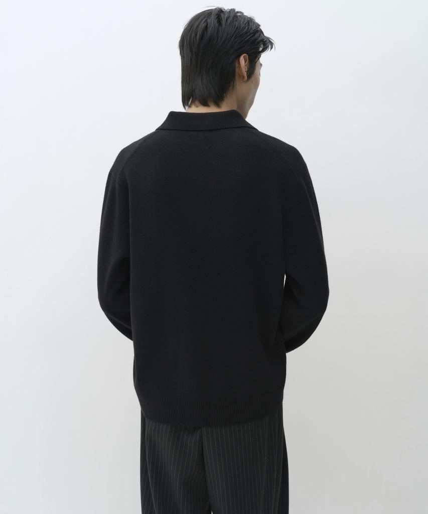 MUSINSA STANDARD [Victoria Wool] Slit Neck Collared Knit [Black]