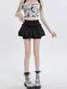 Mini saia kawaii shorts feminino fofo sexy balletcore branco elástico cintura alta babados patchwork saia lolita coreana skort