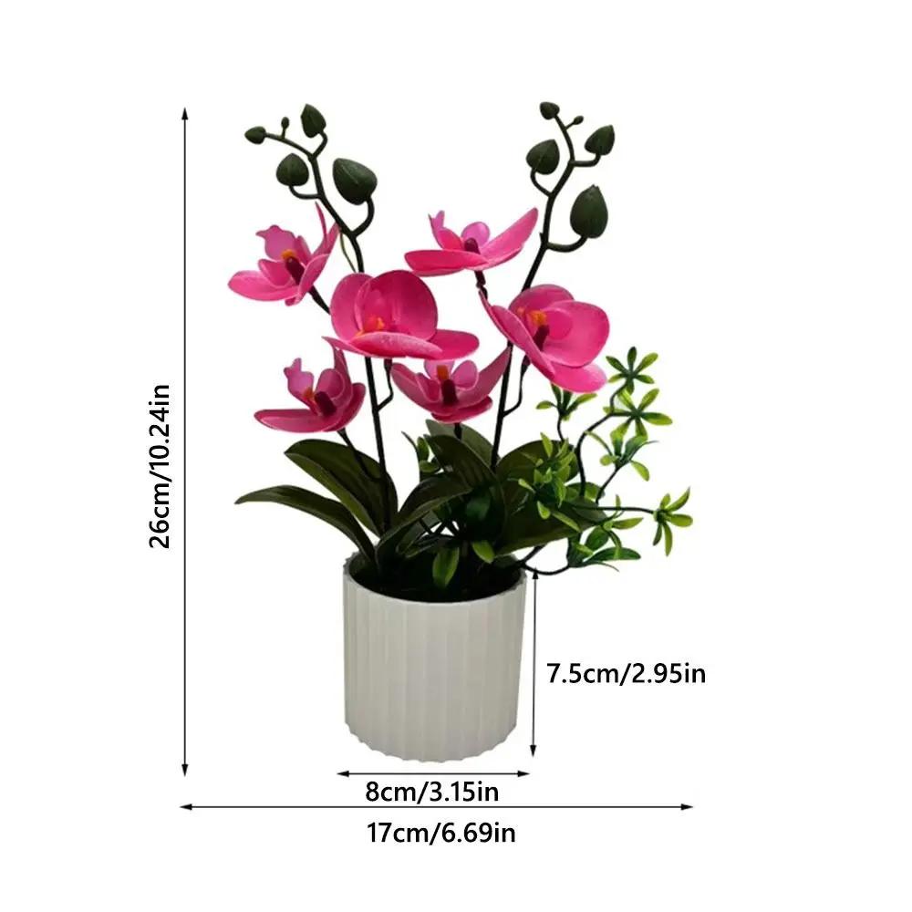 Multicolor Moth Orchid Artificial Flower Accessories White Flowerpot Faux Moth Orchid Potted Photo Props Plastic
