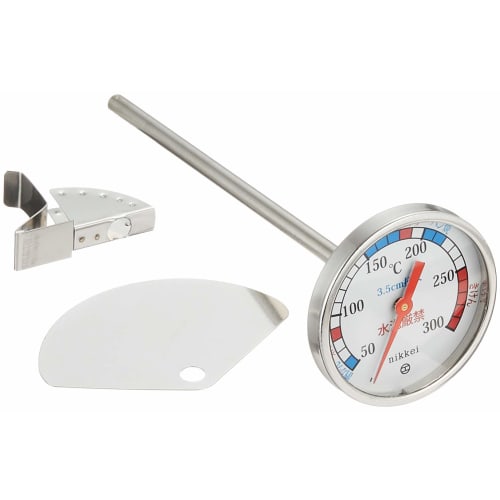 Nippon Keiryoki Kogyo Thermometer for Deep Frying, Size: 55mm Diameter x 160mm Overall Length, Weight: 75g, Features an Easy-to-Read Dial, Measurement