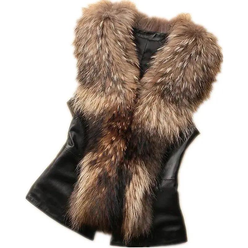Gilet da Donna Autunno Inverno Monocolore Senza Maniche Elegante Confortevole Giacca in Pelle PU