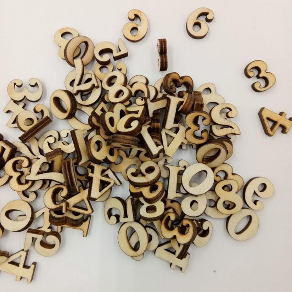 100 Pcs Mixed Wood Alphabet Letters Numbers Button DIY Craft Sewing Scrapbooking