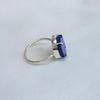 Hexagon Prong Set Lapis Lazuli 925 Sterling Silver Ring Jewelry, Handmade Lapis Ring Jewelry