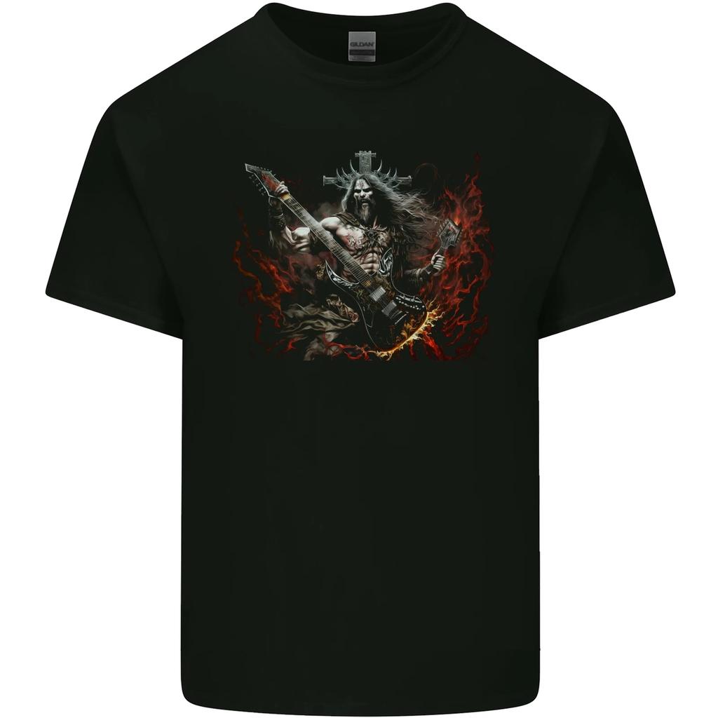 Viking Rocker Rock n Roll Heavy Metal Guitar Skull Kids T-Shirt Childrens