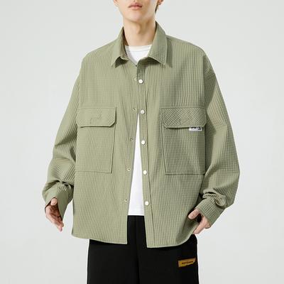 Jackets for Men Spring and Autumn New Trend Men's Versatile Loose Workwear Tops Casual Lapel Jackets for Men