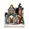 Resin Christmas  Church Village Lit Houses LED Lighted Collectible Building Figurines Home Desk Fireplace Decor Holiday Gifts